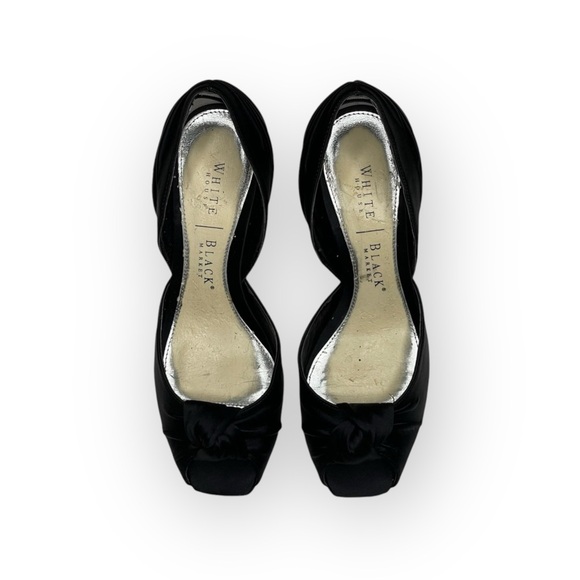 White House Black Market WHBM ❁ Satin Knot Peep Toe D’Orsay Heels ❁ Black ❁ 6B ❁ - Picture 10 of 16
